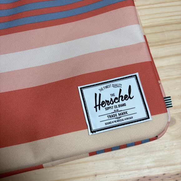 Herschel Womens Laptop Sleeve Case Bag Striped Red Blue Zipper - Picture 2 of 8